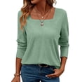 thumbnail image 2 of Sexlip Womens Basic Crew Neck Tee Drop Shoulder Design Breathable Fabric Relaxed Silhouette for Casual Outings Green S, 2 of 9