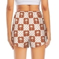 thumbnail image 2 of Lsque Brown Palms Printed Women's Running Shorts with Liner Pockets,Elastic Quick Dry Workout Athletic Gym Yoga Shorts,Womens High Waist Shorts-Medium, 2 of 9