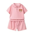 thumbnail image 2 of Cethrio Outfit Sets for Boys Girls, Casual Summer Hooded Shirts and Shorts Set Pink Size 8 T, 2 of 8