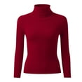 thumbnail image 4 of TrdSipl Women's Casual Slim Fit Basic Tops Knitted Light Weight Turtleneck Pullover Sweater 2025 Winter Thermal Undershirts Wine XL, 4 of 6