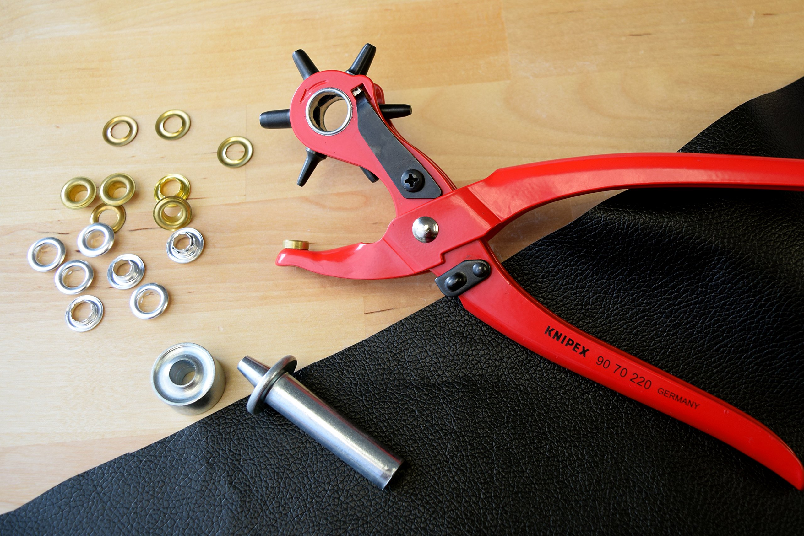 KNIPEX - 90 70 220 Tools - Revolving Punch Pliers (9070220), Red