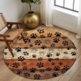 thumbnail image 3 of Round Area Rug 7 Ft, Burnt Orange Brown Washable Non-Slip Circle Carpet for Living Room/Bedroom, Farmhouse Dog Paw Vintage Low-Profile Large Runner Mat Collection Rugs for Indoor, 3 of 7