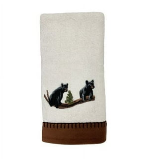 HGOD DESIGNS Bear Hand Towels,Black Bear Family in Autumn Cotton Soft Bath  Hand Towels for Bathroom Kitchen Hotel Spa Hand Towels 15X30