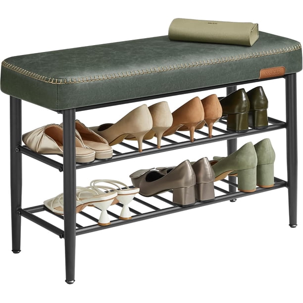 Banco Zapatero, Banco de Almacenaje de Entrada, Carga 135 kg, 30 x 80 x 50 cm, Verde Bosque MLSB054CH01