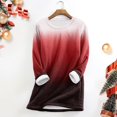 thumbnail image 2 of Gyujnb Women's Gradient Print Crew Neck Thermal Top, Lined Long Sleeve Casual Warm Layering Shirt for Fall Winter,#2 Red, 2 of 4