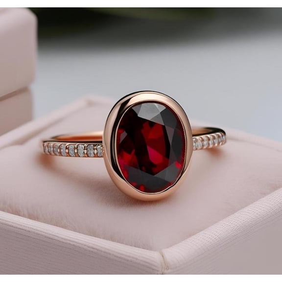 natural garnet ring 925 sterling silver solitaire engagement ring January birthstone red gemstone ring