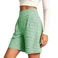 thumbnail image 6 of QATAINLAV Ladies Striped Gingham Knee Length Bermuda Shorts Baggy Pajama Lounge Shorts Cute Plaid PJ Bottoms with Pockets Green XXXL, 6 of 7