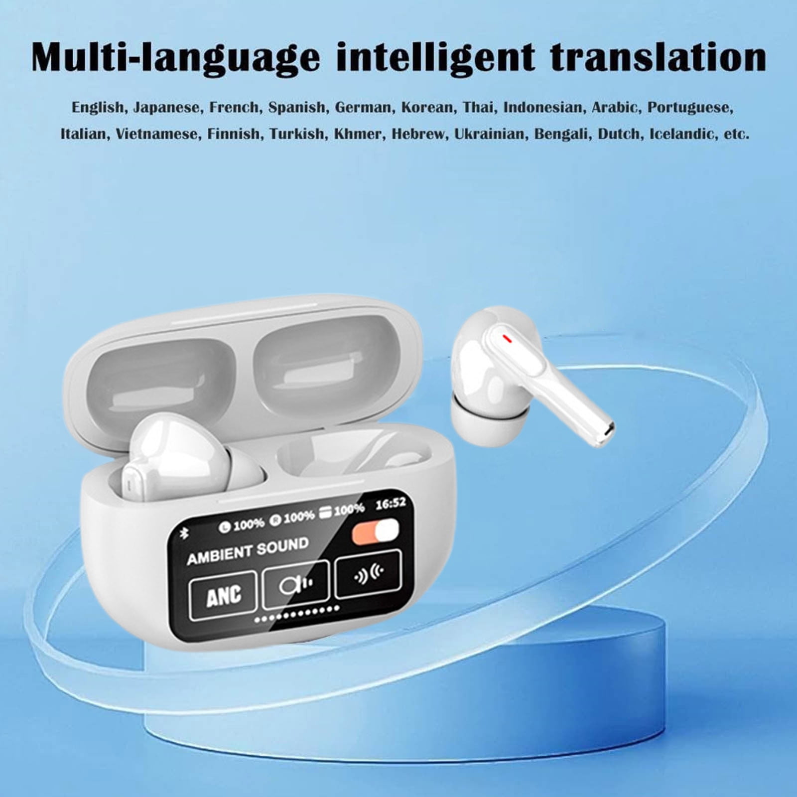 True Wireless Earbuds Bluetooth 5.3 Headphones 45H Long Playtime, Wireless Charging Case, IPX8 Waterproof Stereo Earphones, Built-in Mic Calls, Headset Premium Deep Bass 32 Preset EQs via APP,White