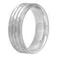 thumbnail image 2 of Men æs Stainless Steel 8mm Hammer Finish Triple Grooved Concave Wedding Band - Mens Ring, 2 of 2