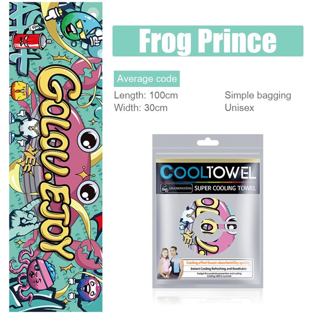 Toalla De Enfriamiento Toalla de refrigeración deportiva Bufanda de sudor absorbente de fitness de secado rápido (Frog Prince)