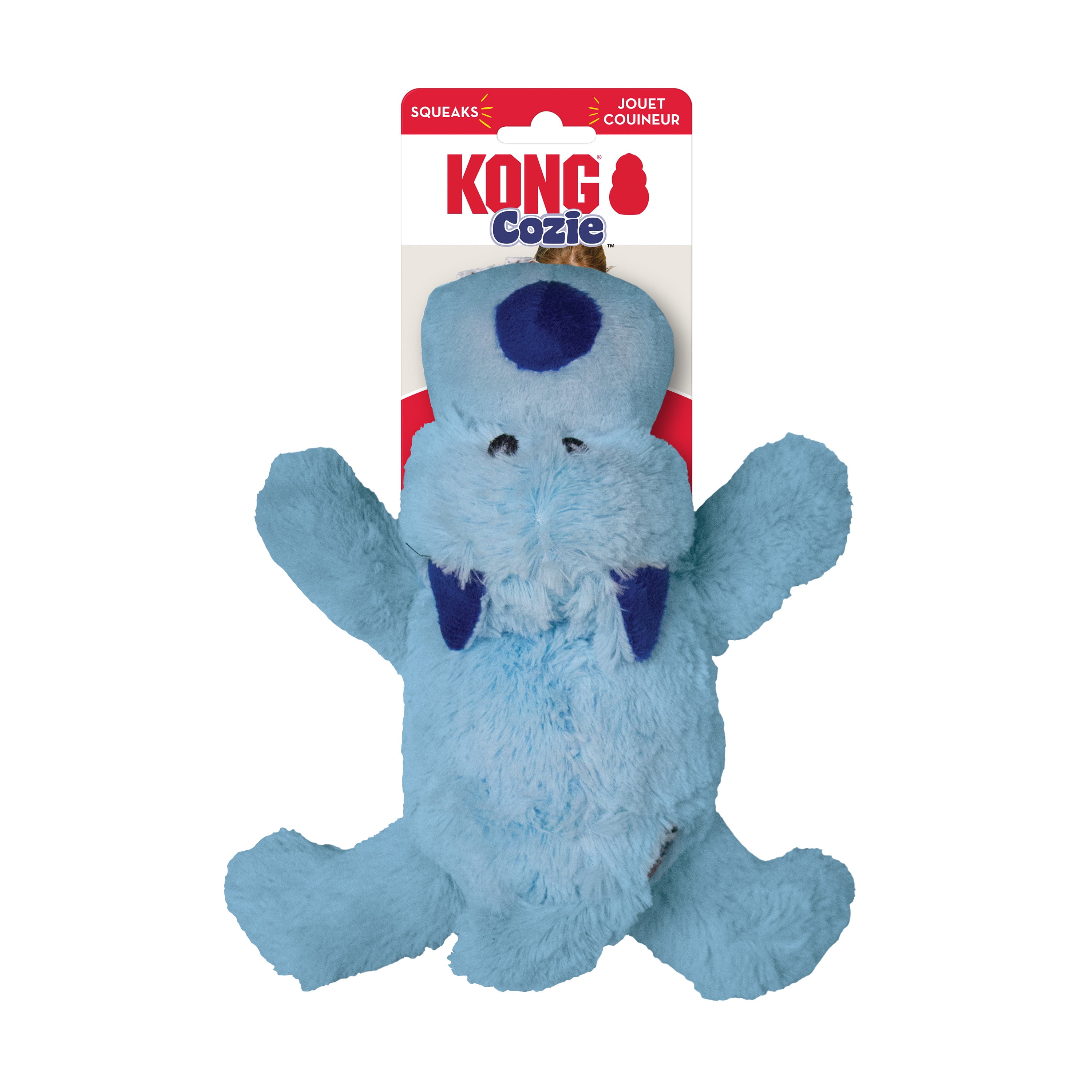 KONG® Cozie™ Plush Dog Toy with Squeaker, Baily the Blue Dog, Medium