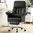 thumbnail image 3 of Furniliving Big and Tall Office Chair, Ergonomic Executive Office Chair with Footrest & Lumbar Support, High Back PU Leather Gaming Chair for Bedroom, Office, Black, 3 of 11