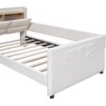 thumbnail image 6 of Modern Upholstered Platform Bed, Twin Size Upholstered Platform Bed with Guardrail, Storage Headboard and Footboard, No Box Spring Needed/Noise-Free (Beige, Twin), 6 of 7