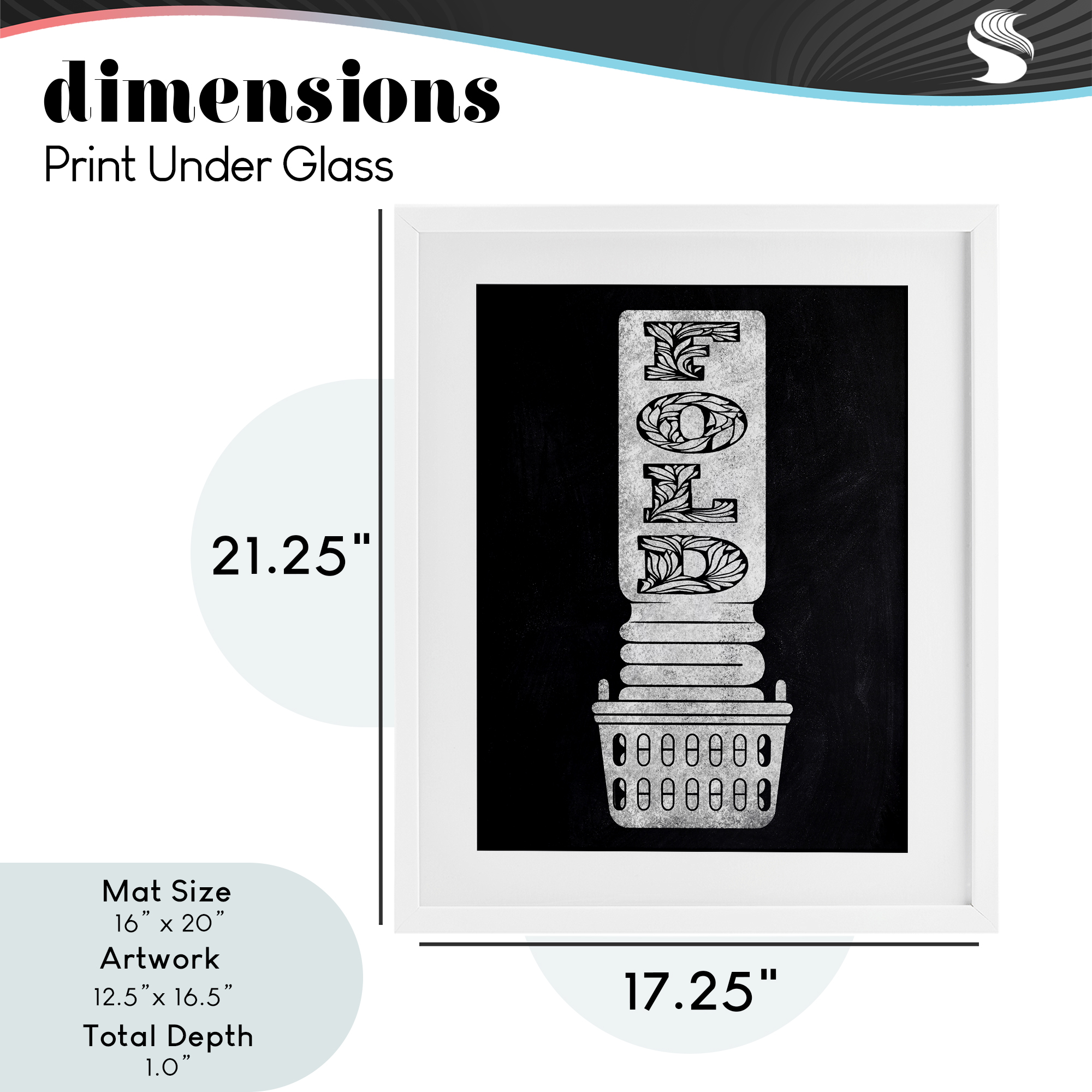 Laundry Fold Ornate Letters White Framed Print Under Glass, design by Marcus Prime