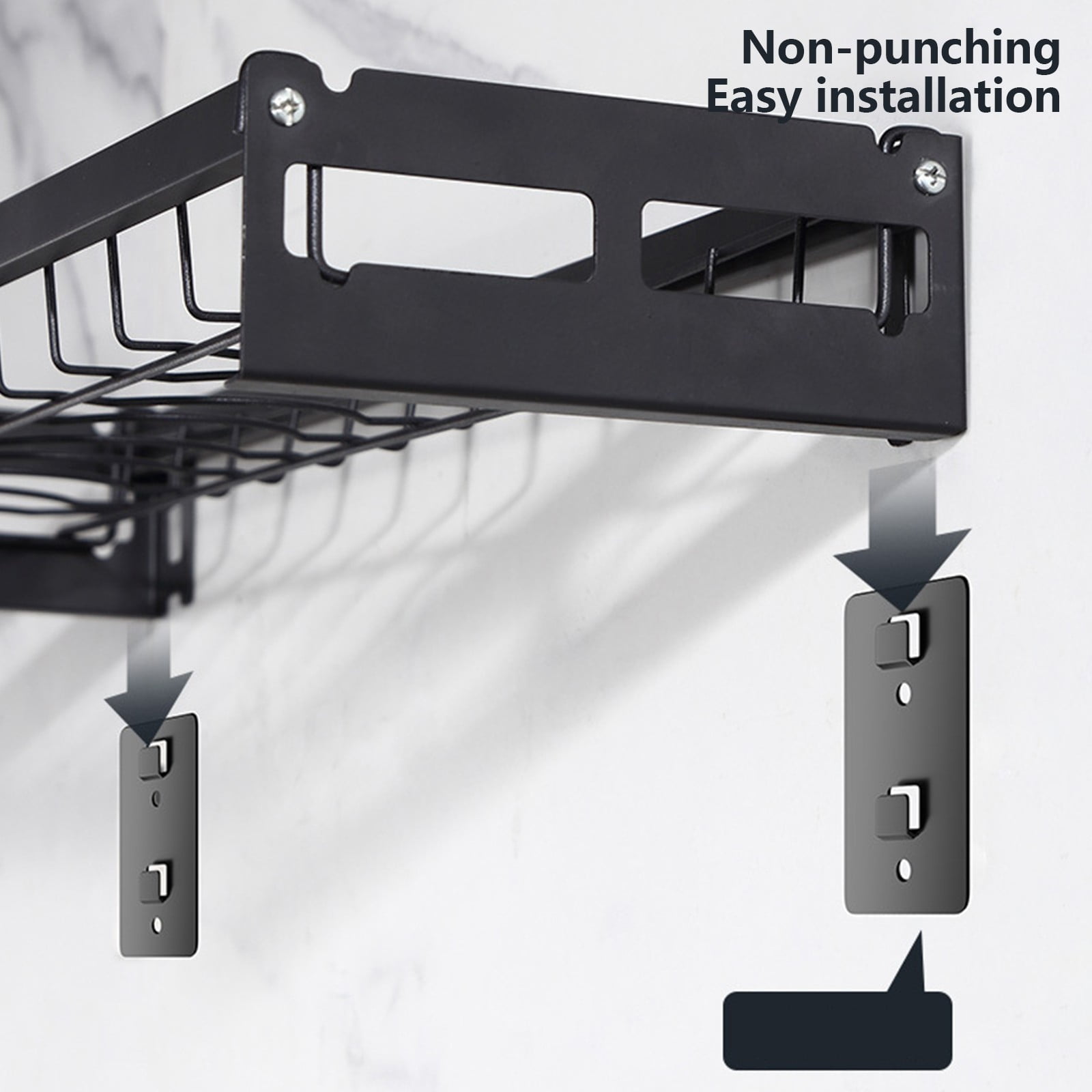 Wall Mounted Carbon Steel Bowl Rack and Dish Drying Organizer for Kitchen Storage