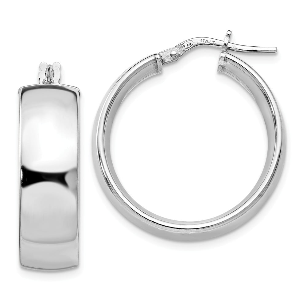 FB Jewels Solid Leslies Sterling Silver Diamond-Cut Hinged Hoop Earrings