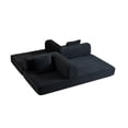 thumbnail image 5 of JERFIT Modular Floor Sofa Bed with Pillow, 2-Seater Convertible Sleeper Couch for Living Room & Bedroom, Black Corduroy Fabric, No Assembly Required, 5 of 9