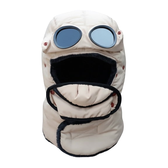 Unisex All-in-One Winter Face Mask Balaclava, Fleece Lined Windproof Neck Warmer Hood for Skiing Cycling Running Motorcycle and Extreme Cold Weather Protection - Beige