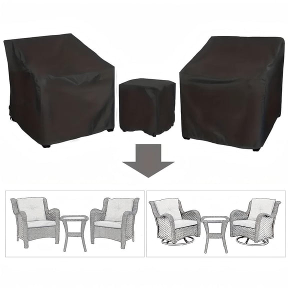 Patio Furniture Covers,Outdoor Furniture Cover Waterproof,Patio Furniture Set Covers for 3 Piece Outdoor Bistro,Patio Sofa Covers Set for 2 Chairs and Coffee Table,Black