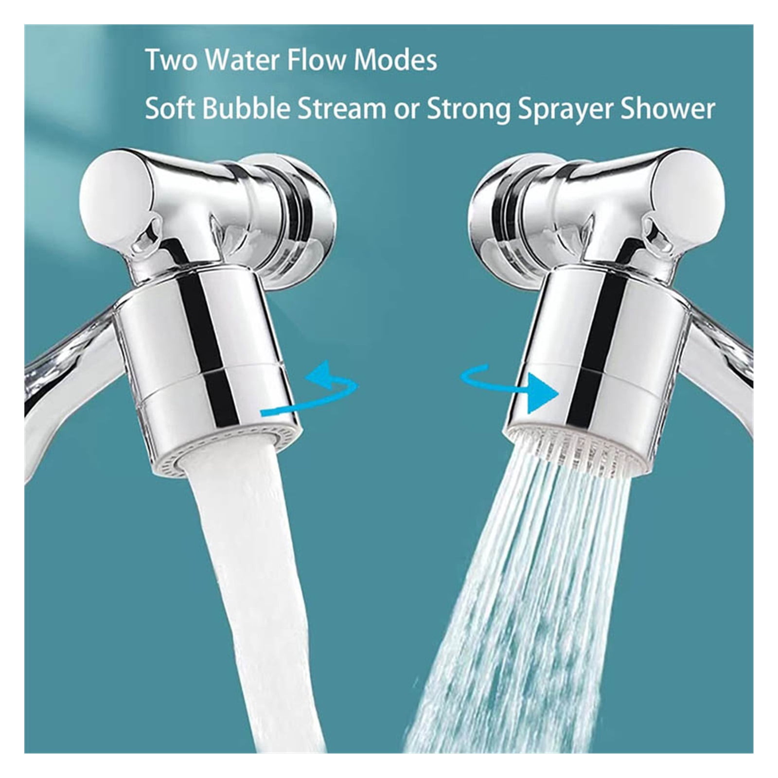 Universal 1080° Rotatable Faucet Aerator Extender Plastic Splash Filter Faucets Bubbler Nozzle Robotic Arm For Kitchen Bathroom ,Water Saving