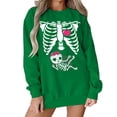 thumbnail image 2 of SIYUDAN Womens Halloween Sweatshirt Funny Graphic Skeleton Sweatshirt Long Sleeve Crewneck Pullover Green Sweat Shirt Fall Clothes for Women L, 2 of 5