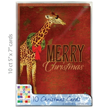 Five Photo Christmas Card Tree-Free Greetings Christmas Cards and Envelopes, Set of 10, 5 x 7