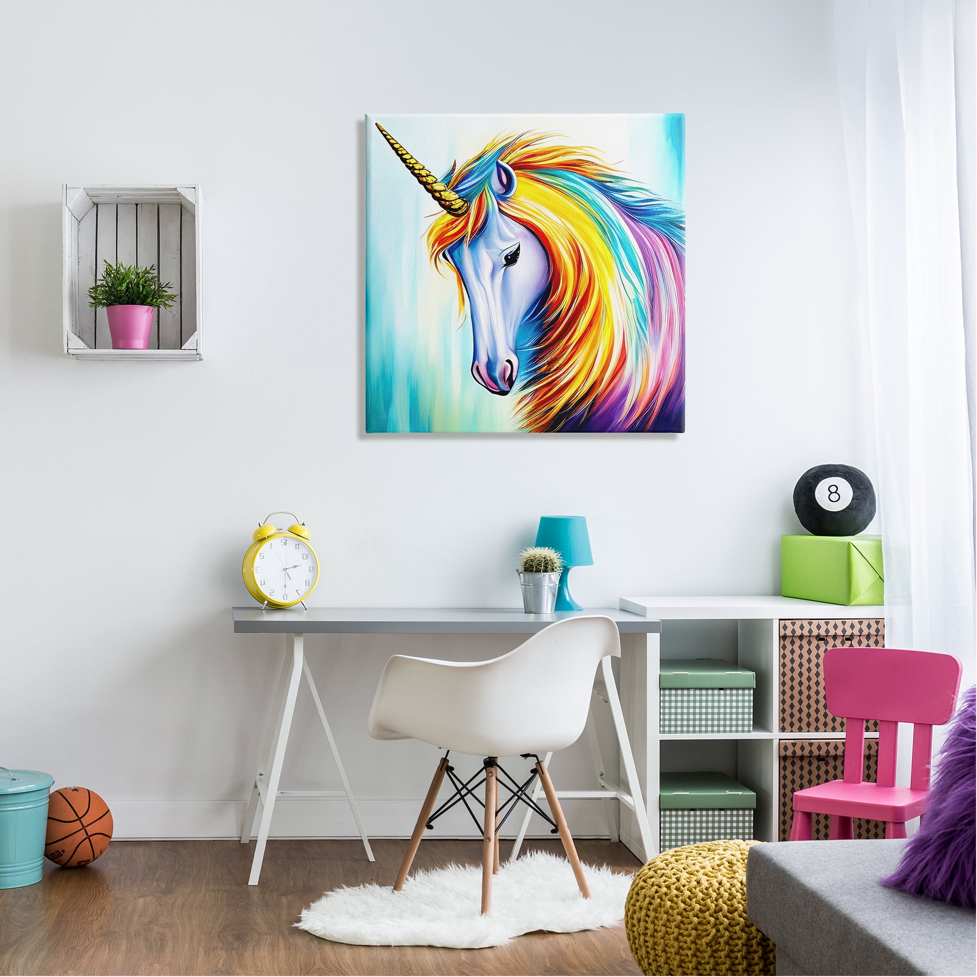 Stupell Rainbow Unicorn Fantasy Portrait Fairy Tales & Fantasy Painting Gallery Wrapped Canvas Print Wall Art