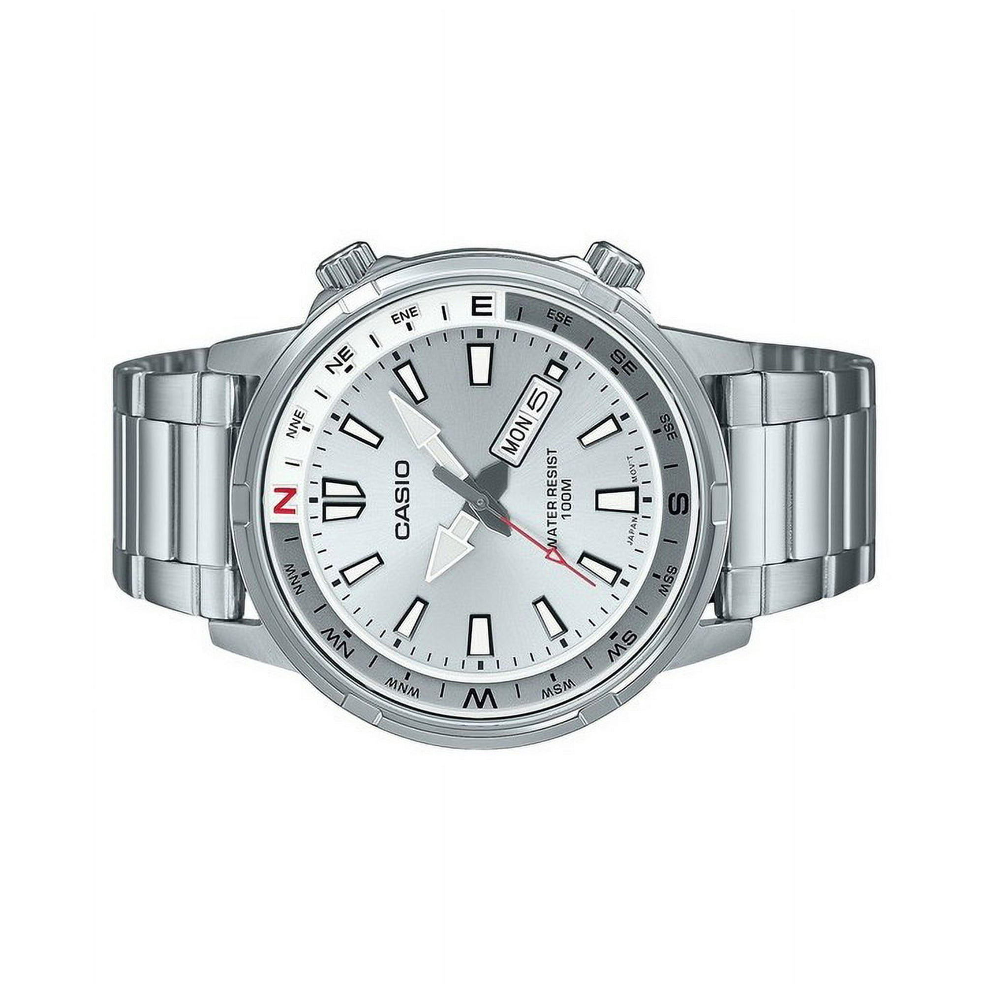 Casio Standard Analog Stainless Steel Silver Dial Quartz MTD 130D 7AV 100M Men s Watch Walmart