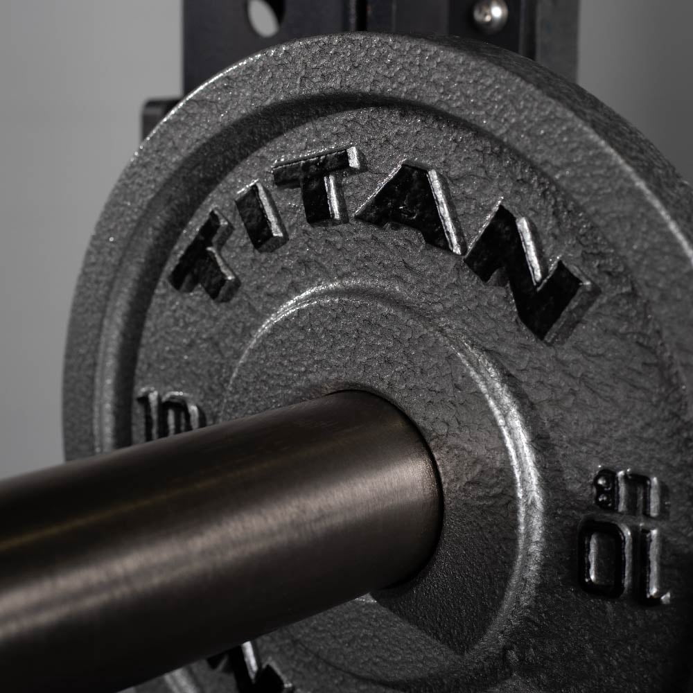 Titan Fitness 10 LB Cast Iron Olympic Plates, Sold In Pairs, Classic Weight Plate Design, Silver Hammer Finish