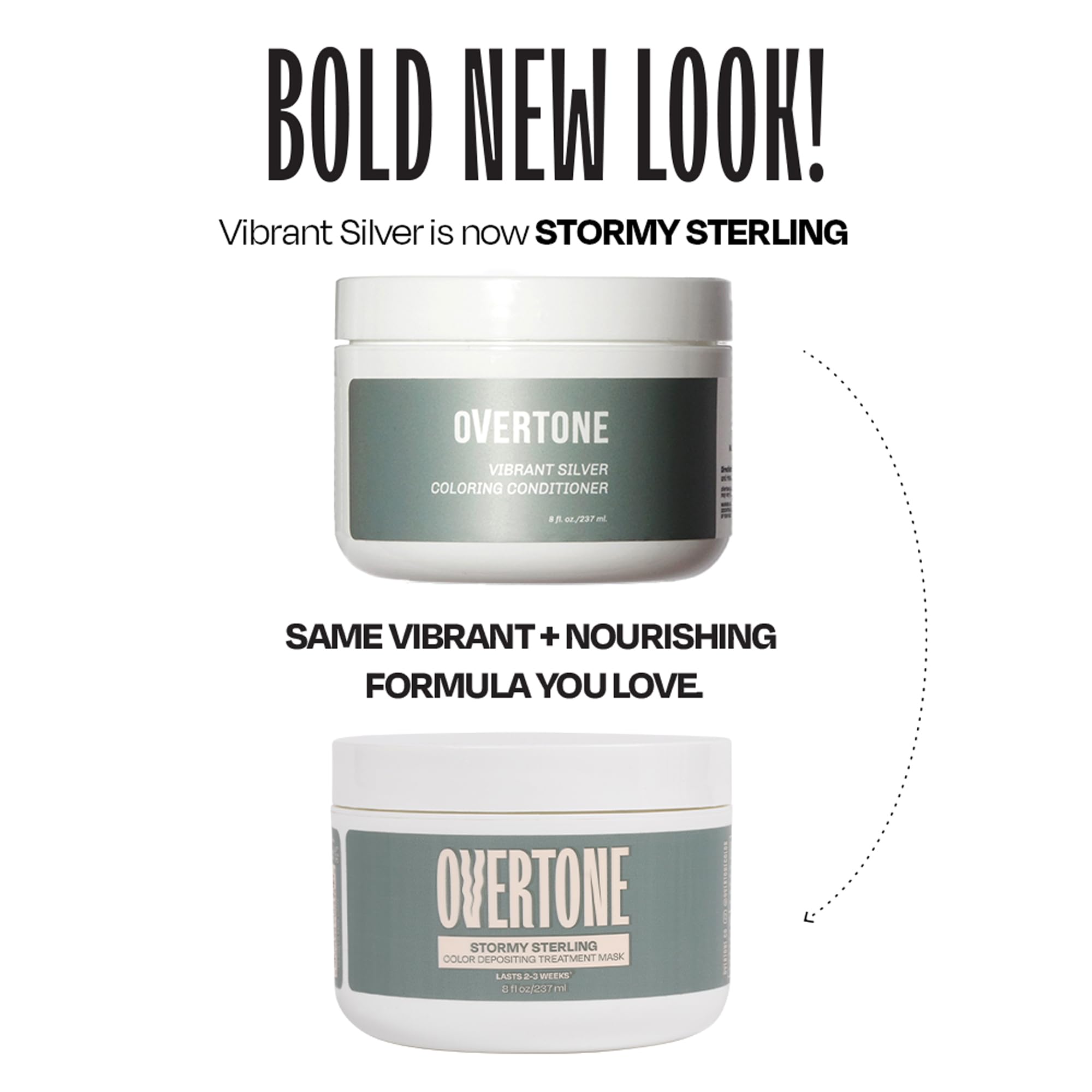 oVertone Color Depositing Semi-Permanent Hair Dye Conditioner - 8 oz For All Hair Types  & Color-Treated Hair, Moisturizing Shea Butter & Coconut Oil - Vegan & Cruelty-Free, Stormy Sterling