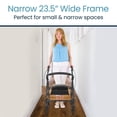 thumbnail image 5 of Andador de acero Vive Mobility con asiento - Andador plegable, estrecho y con ruedas para personas mayores en espacios reducidos - Andador ligero de 4 ruedas para adultos, fácil de manejar, con espaci, 5 of 5