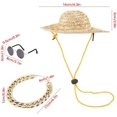 thumbnail image 4 of Sombrero de paja para mascotas, sombrero de verano para el sol, sombrero para perro, clásico, Retro, redondo, para gato, 4 of 5