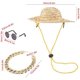 thumbnail image 5 of Sombrero de paja para mascotas, sombrero para el sol de verano, sombrero para perro, gafas de sol redondas clásicas Retro para gatos, Collar, accesorios para fotos de cachorros y gatos (juego de 3 pie, 5 of 5