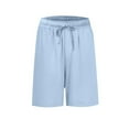 thumbnail image 5 of Wide Leg Athletic Shorts for Women New Loose Shorts for Women Wide Leg Linen Knee Length Summer Casual Long Shorts High Waisted Short with Pockets Light Blue L, 5 of 6