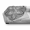 thumbnail image 3 of Ethnic Soft Flannel Fleece Throw Blanket, Mandala Design Leaves Flowers Ivy Swirls Dots Artwork Image Print, Cozy Plush for Indoor and Outdoor Use, 60" x 80", Black and White, by Ambesonne, 3 of 6