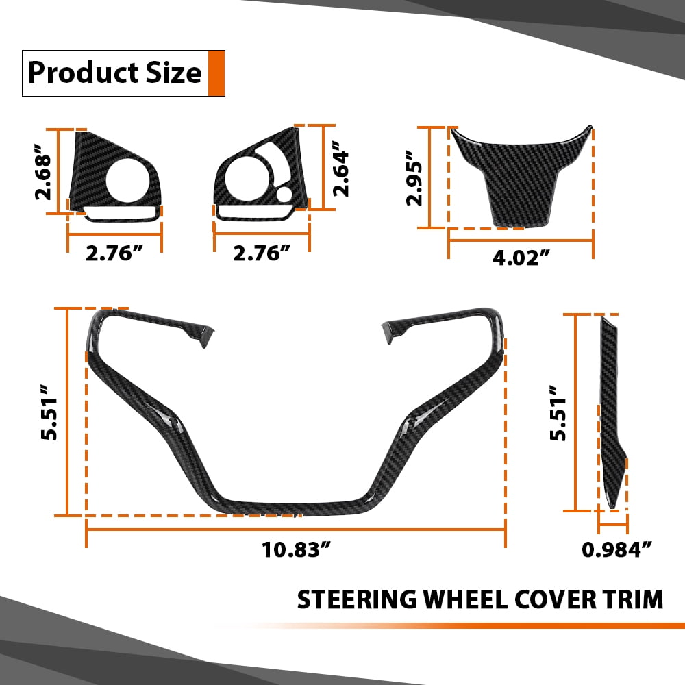 6pcs Steering Wheel Cover Trim Fit For 2016-2019 Honda Civic Carbon Fiber Look