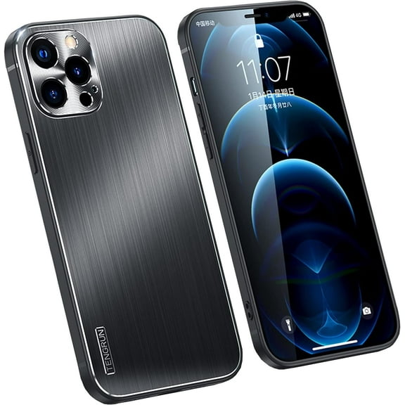 Compatible with iPhone 14 Pro Max Glossy Case Metal Brushed Back Soft Silicone Edge Lens Protection Slim Protection Shockproof Cover for Women Girls Black