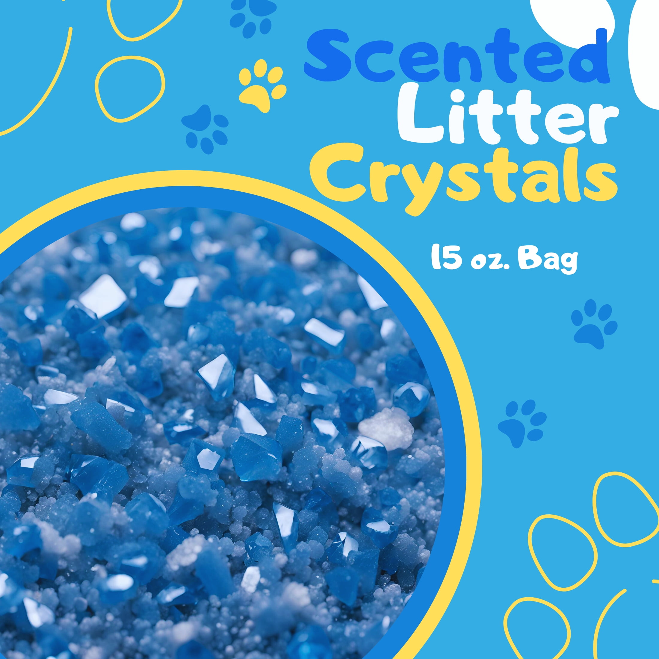 (2) Cat Litter Box Deodorizing Blue Crystals, 15oz Bag Fresh Scent Litterbox Freshener Controls Odors Dissolves Over Time Pet-Friendly Odor Control