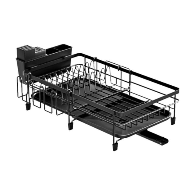 Escurridor de platos con diseño extensible, multifuncional, desmontable, organizador para fregadero, cesta de drenaje para encimera de cocina
