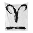 thumbnail image 1 of Astrology Soft Flannel Fleece Throw Blanket, Aries Astrology Sign with Grunge Illustration Elements Character Venus, Cozy Plush for Indoor and Outdoor Use, 70" x 90", White Black, by Ambesonne, 1 of 5