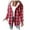 A-Red, variant on Women Jacket Plaid Print Lined Hoodie Button Down Long Sleeve Drawstring Plus Size Outerwear