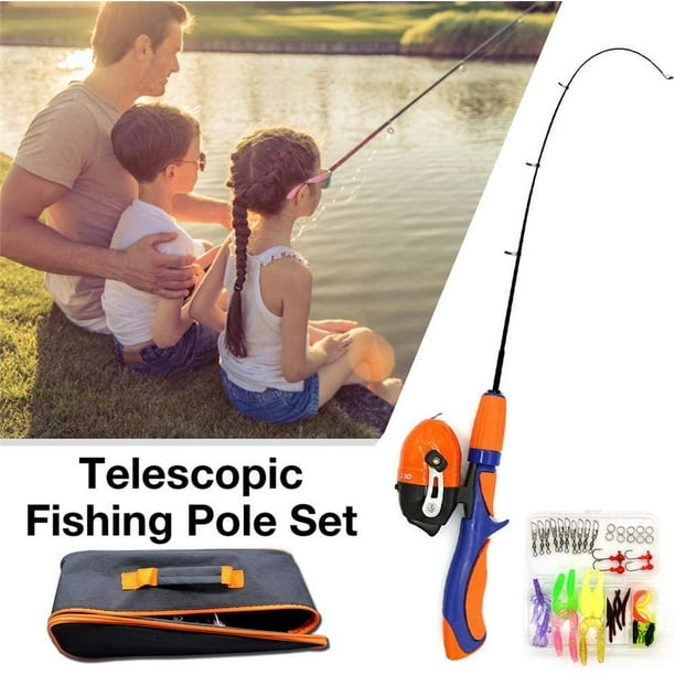 KCSD Telescopic Fishing Pole Kit Beginner Children's Fishing Rod Set  Lightweight Portable Telescopic Fishing Rod and Reel Combo Kits Kids  Fishing Poles for Boys Girls 