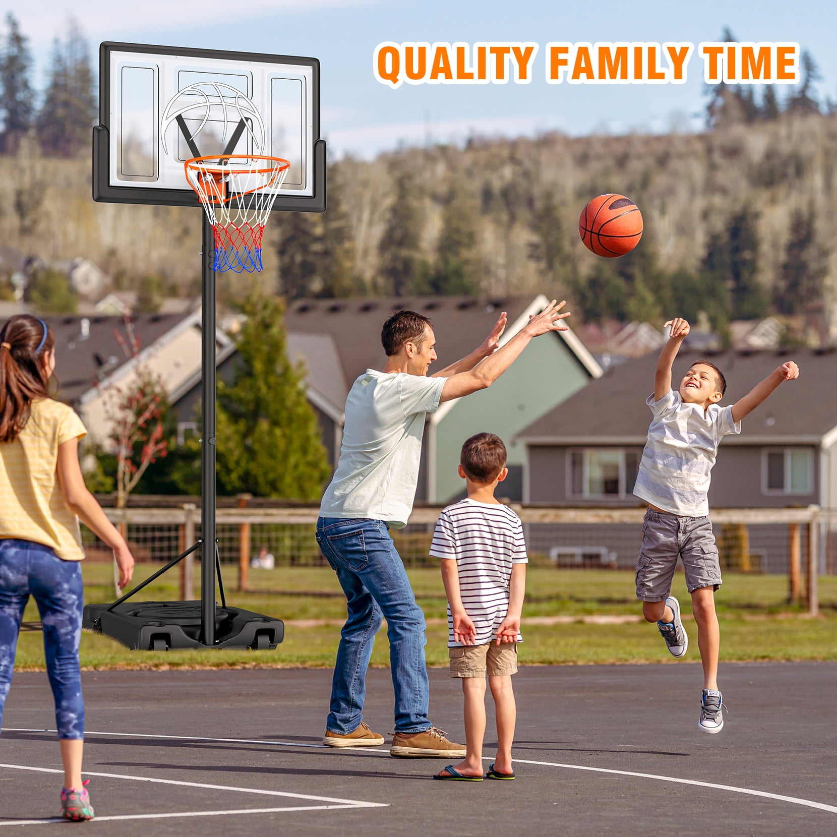 Tonbux Basketball Hoop Outdoor 10ft Adjustable, Portable Basketball Hoop Goal System for Kids Youth and Adults in Backyard/Driveway/Indoor, 44 Inch Shatterproof Backboard and Larger Base