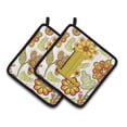 thumbnail image 7 of Letter G Floral Mustard and Green Pair of Pot Holders, 7 of 7