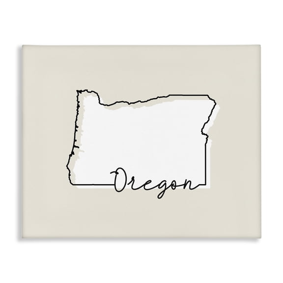Stupell Industries Contemporary Oregon Home State Map Neutral Print Design Canvas Art, 30 x 24, by Lil' Rue
