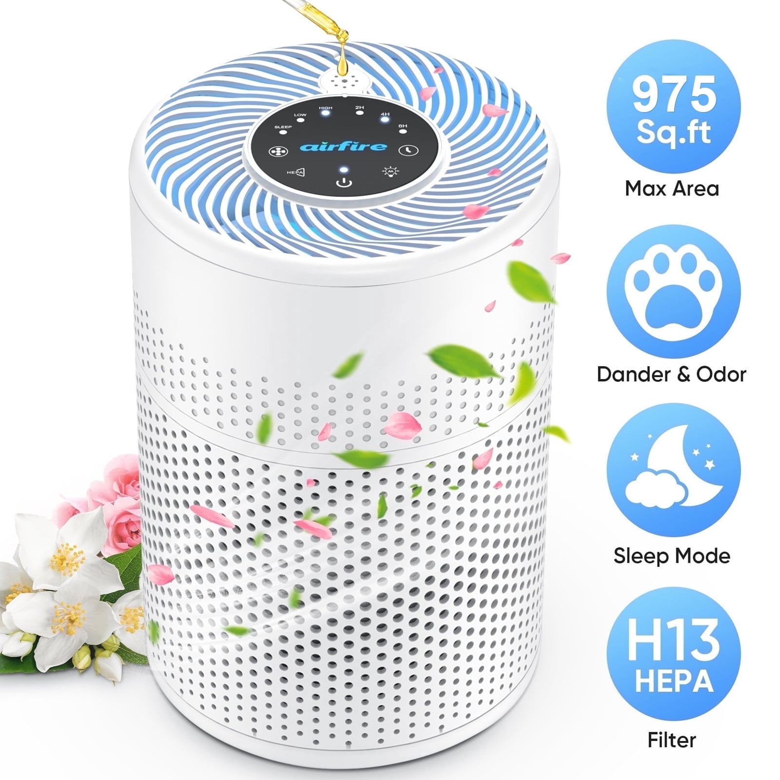 AIRFIRE Air Purifier for Home up to 975 Sq.ft, HEPA Air Purifiers for Allergies and Asthma Bedroom Pet Wildfire, AP201, 2026 New