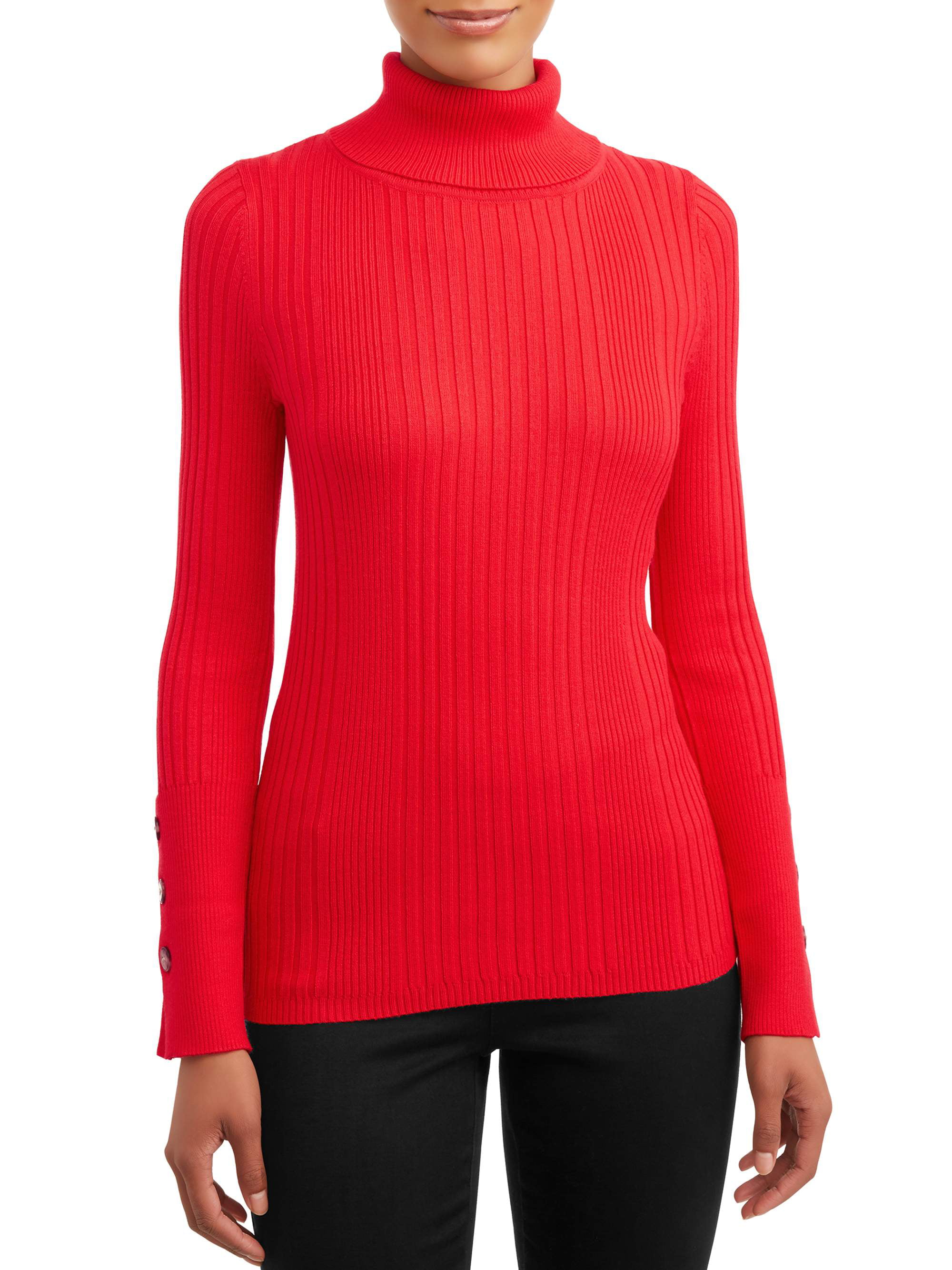 Time and Tru Women's Ribbed Turtleneck Sweater - Walmart.com