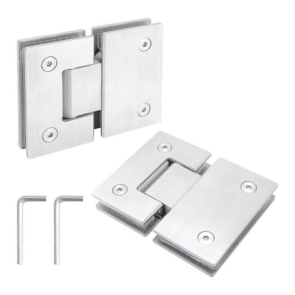 2 Pack 180 Degree Frameless Glass Shower Door Hinges, Brushed  Shower Door Hinges Heavy Duty 304 Stainless Steel