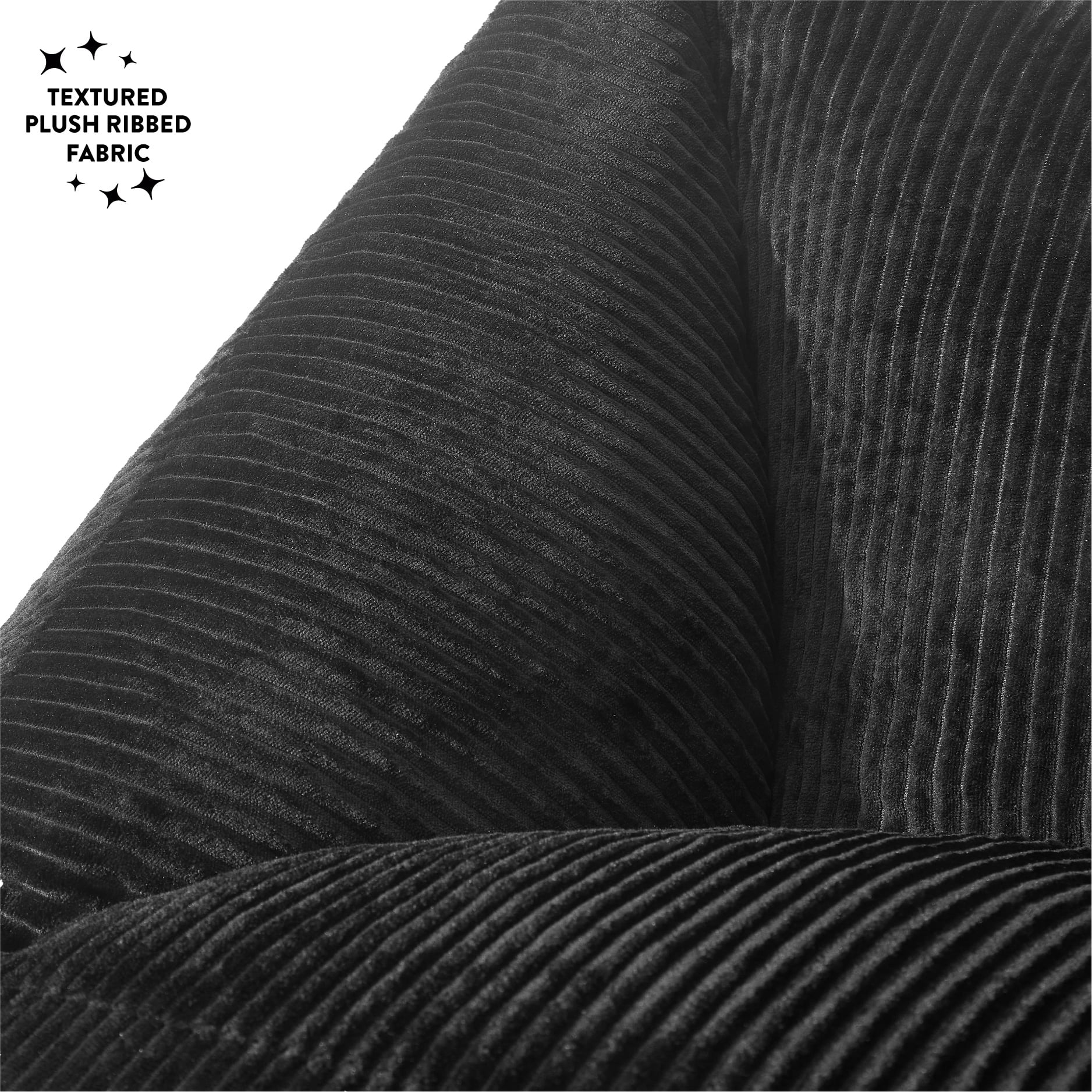 Mainstays by Becky G. & Alejandra Ribbed Plush Compressed Foam Chair, Black
