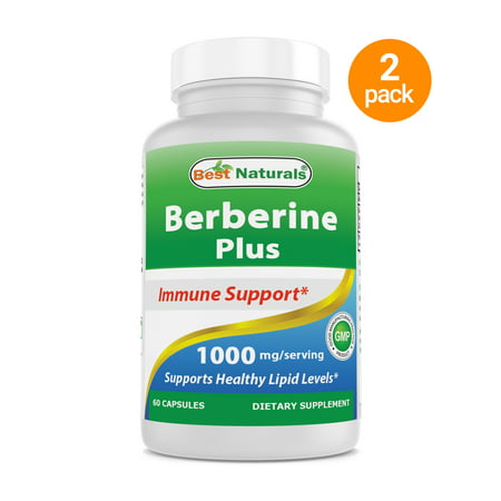 2 Pack - Best Naturals Berberine Plus 1000 mg per serving 60 Capsules - Berberine for  Healthy Blood Sugar Levels, Digestion & Immunity (Total 120